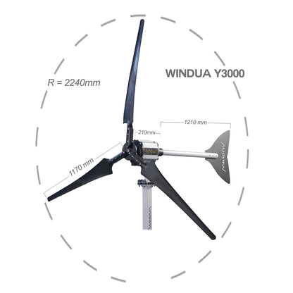 Windua Y3000 (3 KW) Horizontal Axis Wind Turbine